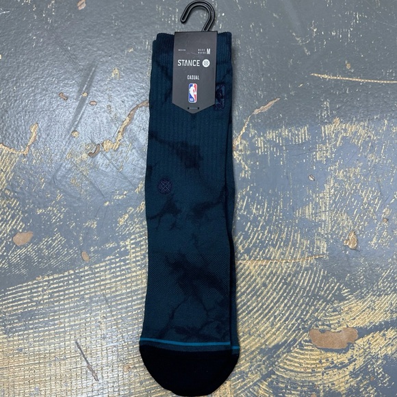 Stance NBA Logoman Crew Socks Medium Dark Teal Basketball Combed Cotton - Picture 2 of 5